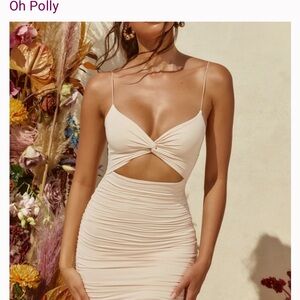 NWOT Oh Polly Focus on Me Cut out Ruched Mini Dress in Ivory
